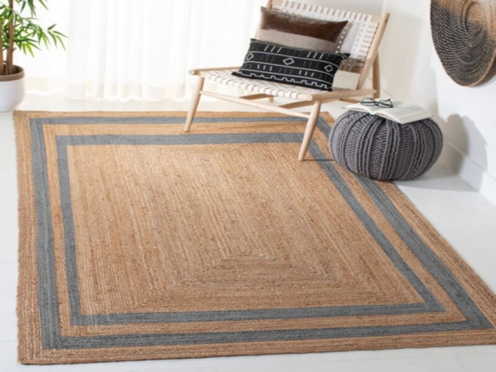 Χαλί Γιούτα Ορθογώνιο Γκρι Ριγέ Βαμβακερό Γαρύφαλλο | Γαρύφαλλο - Λευκά Είδη